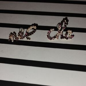 Elegant Faux Pearl and Purple Glass Earrings